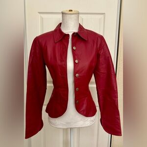 Red leather blazer, 100% leather